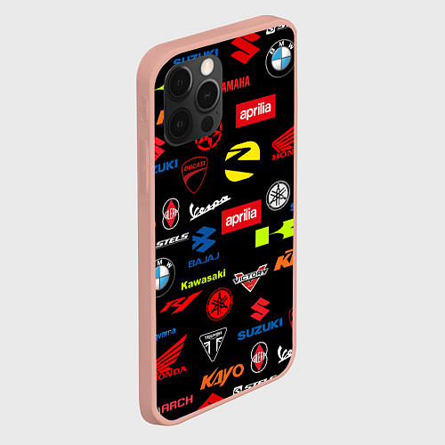 Чехол iPhone 12 Pro Max Motorcycle pattern Мото паттерн Z / 3D-Светло-розовый – фото 2