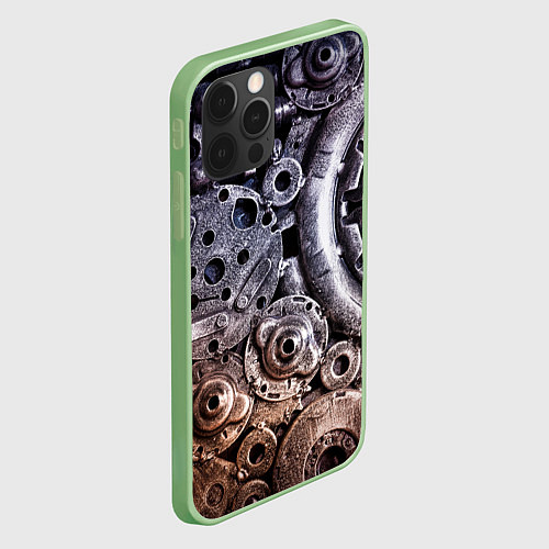 Чехол iPhone 12 Pro Max СТИМПАНК МЕТАЛ / 3D-Салатовый – фото 2