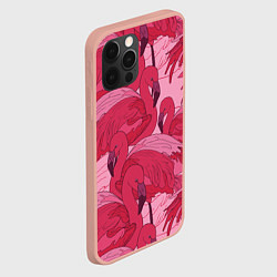 Чехол для iPhone 12 Pro Max Розовые фламинго, цвет: 3D-светло-розовый — фото 2