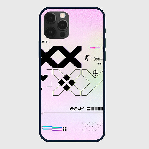 Чехол iPhone 12 Pro Max Printstream style Поток информации Белизна 0 1,Чер / 3D-Черный – фото 1