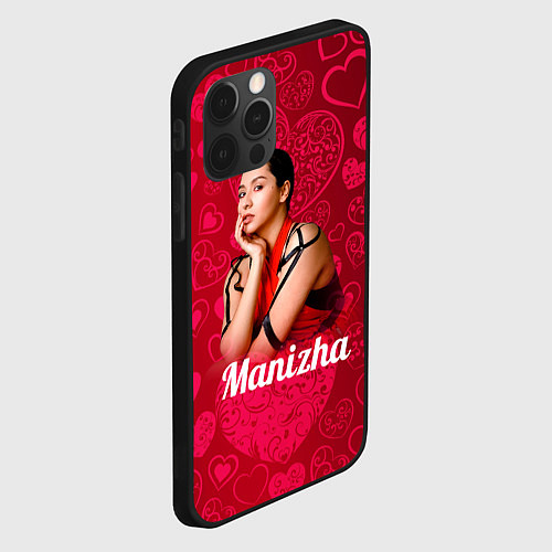 Чехол iPhone 12 Pro Max Manizha Сердечки / 3D-Черный – фото 2