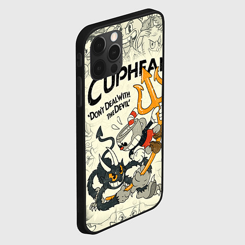 Чехол iPhone 12 Pro Max Cuphead and Devil / 3D-Черный – фото 2