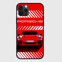 Чехол для iPhone 12 Pro Max PORSCHE ПОРШЕ RED STYLE, цвет: 3D-черный