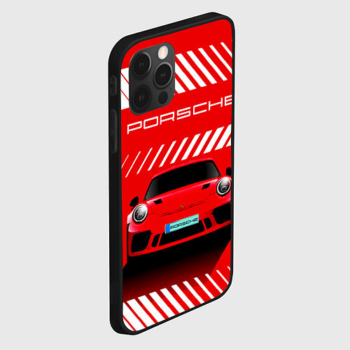 Чехол iPhone 12 Pro Max PORSCHE ПОРШЕ RED STYLE / 3D-Черный – фото 2