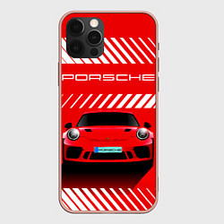 Чехол для iPhone 12 Pro Max PORSCHE ПОРШЕ RED STYLE, цвет: 3D-светло-розовый