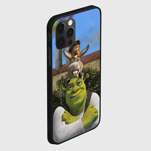 Чехол iPhone 12 Pro Max Шрек, Кот и Осёл / 3D-Черный – фото 2