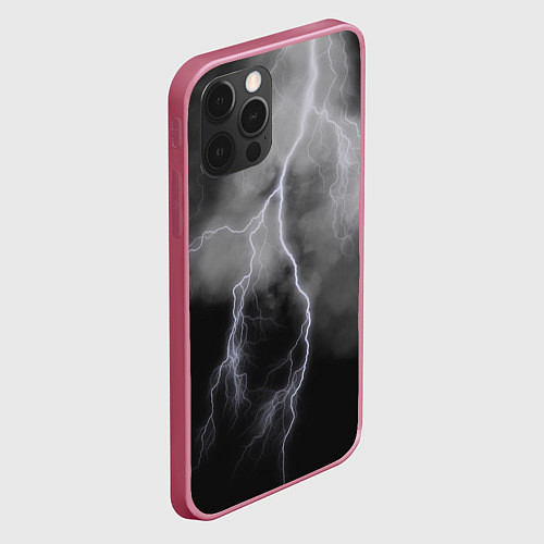 Чехол iPhone 12 Pro Max Гроза / 3D-Малиновый – фото 2