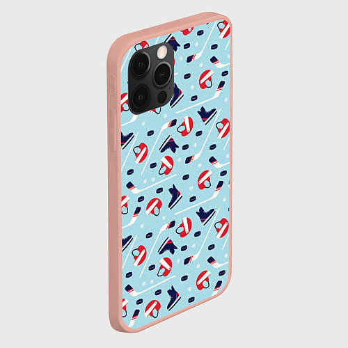 Чехол iPhone 12 Pro Max Hockey Pattern / 3D-Светло-розовый – фото 2