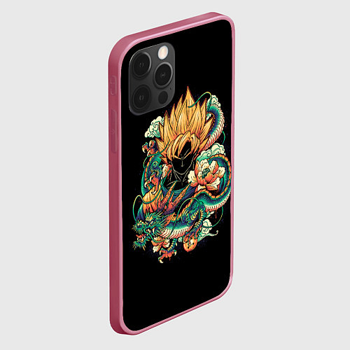 Чехол iPhone 12 Pro Max Dragon Ball Retro Style / 3D-Малиновый – фото 2