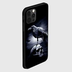 Чехол для iPhone 12 Pro Max ЧЕРЕП И ВОРОН, цвет: 3D-черный — фото 2