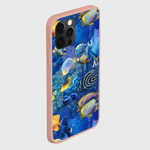 Чехол iPhone 12 Pro Max Коралловые рыбки / 3D-Светло-розовый – фото 2