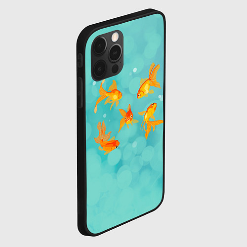 Чехол iPhone 12 Pro Max Золотые рыбки / 3D-Черный – фото 2