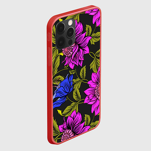 Чехол iPhone 12 Pro Max Цветочный Паттерн / 3D-Красный – фото 2