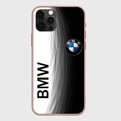 Чехол для iPhone 12 Pro Max Black and White BMW, цвет: 3D-светло-розовый