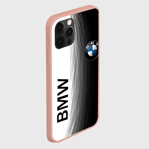 Чехол iPhone 12 Pro Max Black and White BMW / 3D-Светло-розовый – фото 2