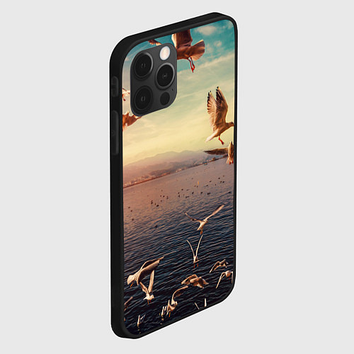 Чехол iPhone 12 Pro Max Чайки на воде / 3D-Черный – фото 2