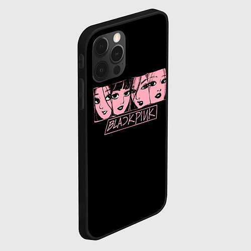 Чехол iPhone 12 Pro Max Black Pink Art / 3D-Черный – фото 2