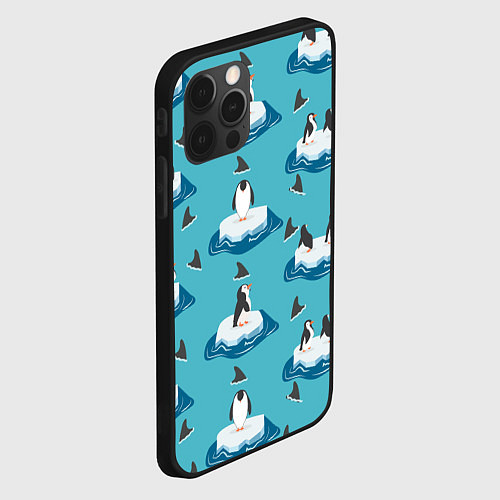 Чехол iPhone 12 Pro Max Пингвины / 3D-Черный – фото 2