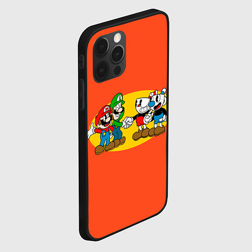 Чехол iPhone 12 Pro Max CupHead x Mario / 3D-Черный – фото 2