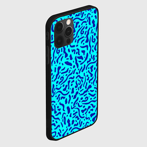 Чехол iPhone 12 Pro Max Неоновые синие узоры / 3D-Черный – фото 2