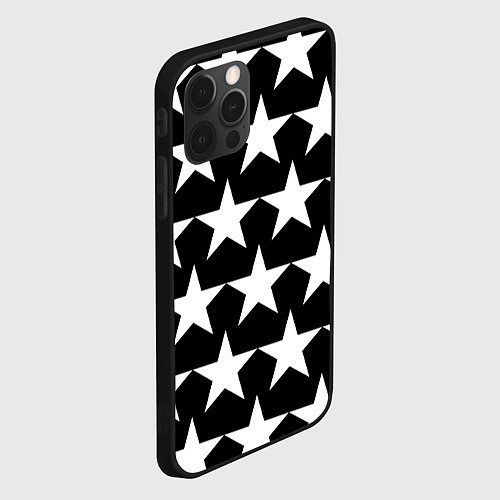 Чехол iPhone 12 Pro Max Белые звёзды на чёрном фоне 2 / 3D-Черный – фото 2