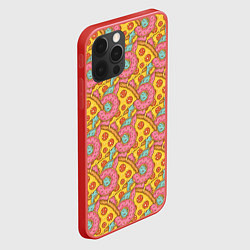 Чехол для iPhone 12 Pro Max Пицца и пончики, цвет: 3D-красный — фото 2