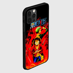 Чехол для iPhone 12 Pro Max Зоро и Луффи в огне One Piece, цвет: 3D-черный — фото 2