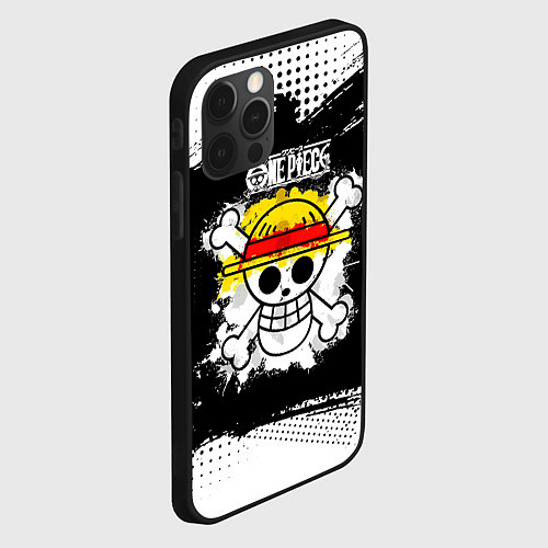 Чехол iPhone 12 Pro Max Весёлый Роджер пиратов Соломенной Шляпы / 3D-Черный – фото 2