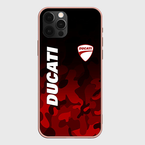 Чехол iPhone 12 Pro Max DUCATI ДУКАТИ КАМУФЛЯЖ / 3D-Светло-розовый – фото 1