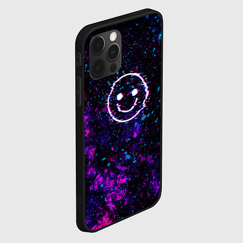 Чехол iPhone 12 Pro Max GLITCH SMILE ГЛИТЧ СМАЙЛ / 3D-Черный – фото 2