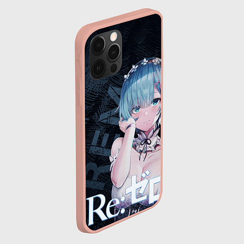 Чехол iPhone 12 Pro Max Рем Re:Zero / 3D-Светло-розовый – фото 2