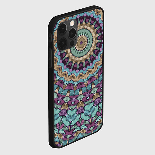 Чехол iPhone 12 Pro Max Сиренево-голубой калейдоскоп / 3D-Черный – фото 2
