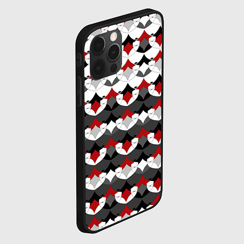 Чехол iPhone 12 Pro Max Абстрактный красно-серый узор / 3D-Черный – фото 2