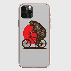 Чехол для iPhone 12 Pro Max Медведь на велосиеде, цвет: 3D-светло-розовый