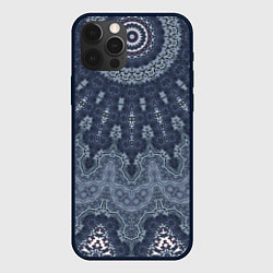 Чехол для iPhone 12 Pro Max Серый восточный орнамент мандала, цвет: 3D-черный