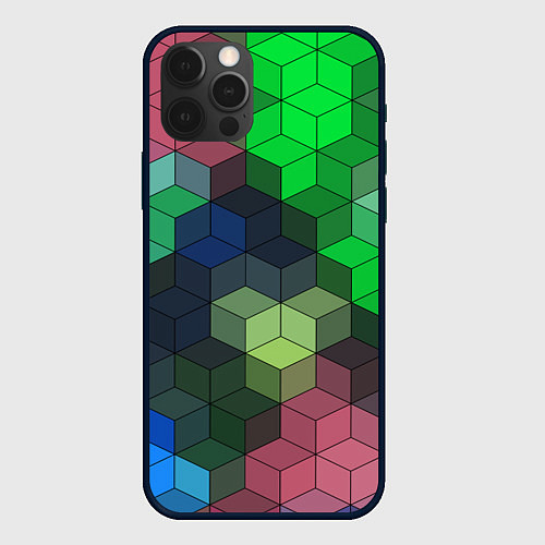 Чехол iPhone 12 Pro Max Разноцветный геометрический уз / 3D-Черный – фото 1