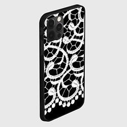 Чехол для iPhone 12 Pro Max Черно-белое кружево, цвет: 3D-черный — фото 2