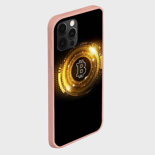 Чехол iPhone 12 Pro Max BITCOIN КРИПТОВАЛЮТА / 3D-Светло-розовый – фото 2