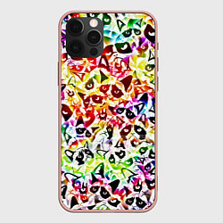 Чехол для iPhone 12 Pro Max Веселый узор из грустных котов, цвет: 3D-светло-розовый