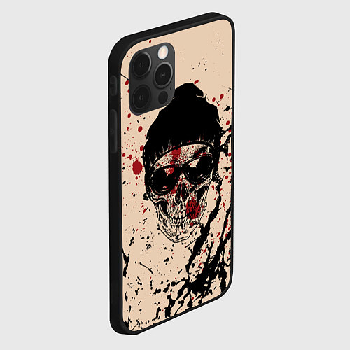 Чехол iPhone 12 Pro Max Череп Хипстер Брызги Краски / 3D-Черный – фото 2