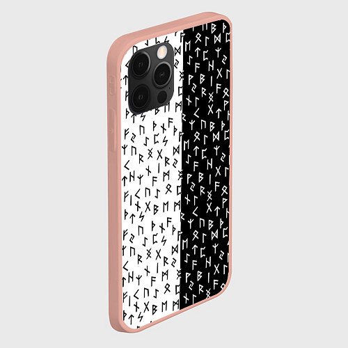 Чехол iPhone 12 Pro Max Руны чёрно-белое / 3D-Светло-розовый – фото 2