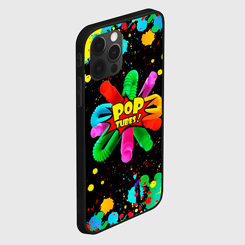 Чехол iPhone 12 Pro Max Pop Tubes, поп трубка pop it / 3D-Черный – фото 2