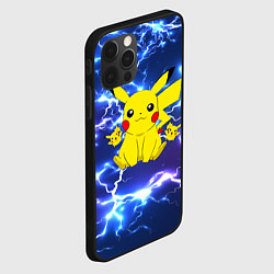 Чехол для iPhone 12 Pro Max ПИКАЧУ НА ФОНЕ МОЛНИЙ PIKACHU FLASH, цвет: 3D-черный — фото 2