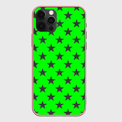 Чехол для iPhone 12 Pro Max Звездный фон зеленый, цвет: 3D-светло-розовый