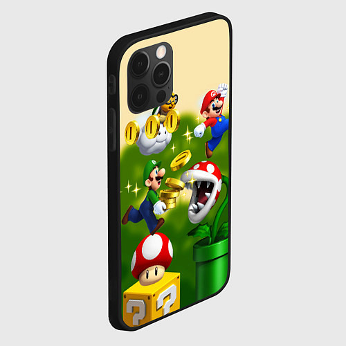 Чехол iPhone 12 Pro Max Mario Coins / 3D-Черный – фото 2