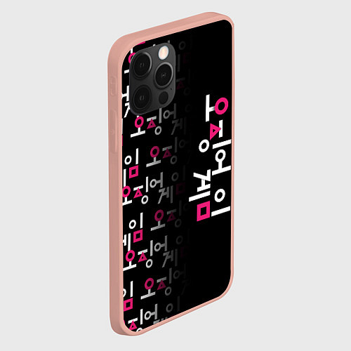 Чехол iPhone 12 Pro Max Игра в кальмара: Логотип / 3D-Светло-розовый – фото 2