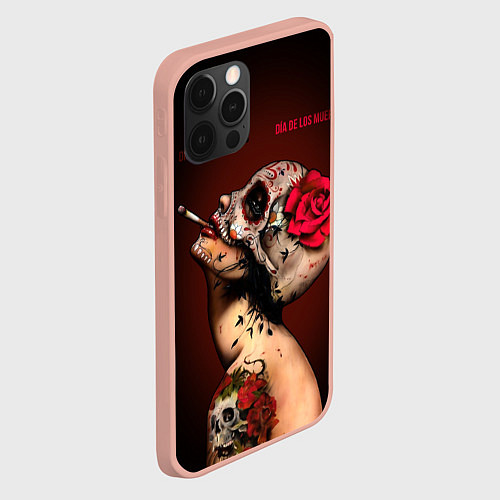 Чехол iPhone 12 Pro Max Ведьма с красной розой / 3D-Светло-розовый – фото 2