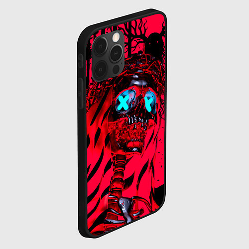 Чехол iPhone 12 Pro Max Красный скелет в диком лесу / 3D-Черный – фото 2
