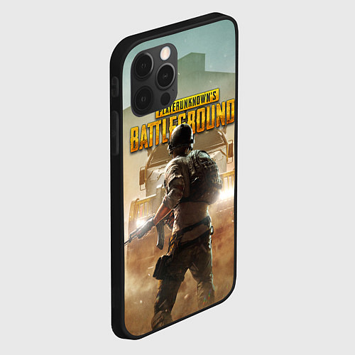 Чехол iPhone 12 Pro Max PUBG СОЛДАТ В ШЛЕМЕ ПАБГ / 3D-Черный – фото 2