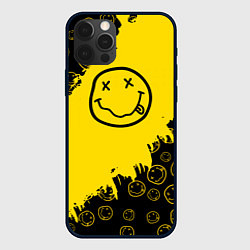Чехол для iPhone 12 Pro Max Nirvana Smile Нирвана Рваный Паттерн, цвет: 3D-черный